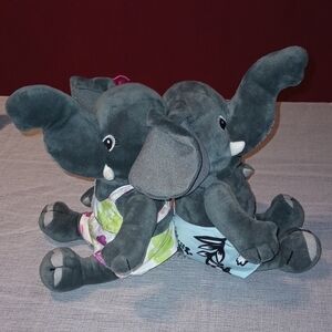 Kalahari Resorts Adorable Gray Elephant Plush Toys Set Of 2